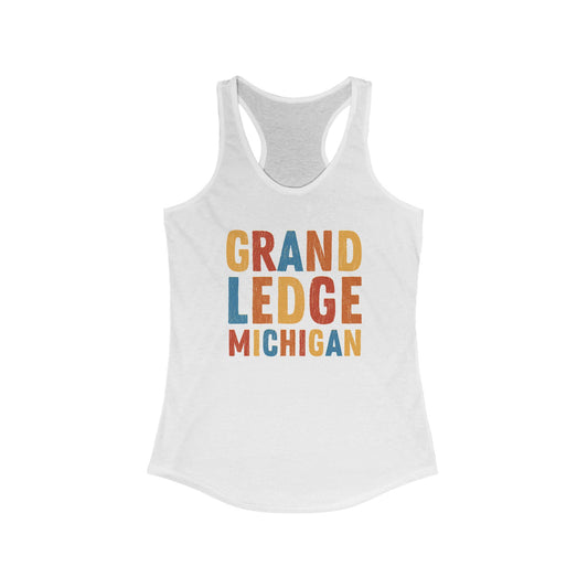 GRAND LEDGE ALPHABET WOMENS RACERBACK TANK