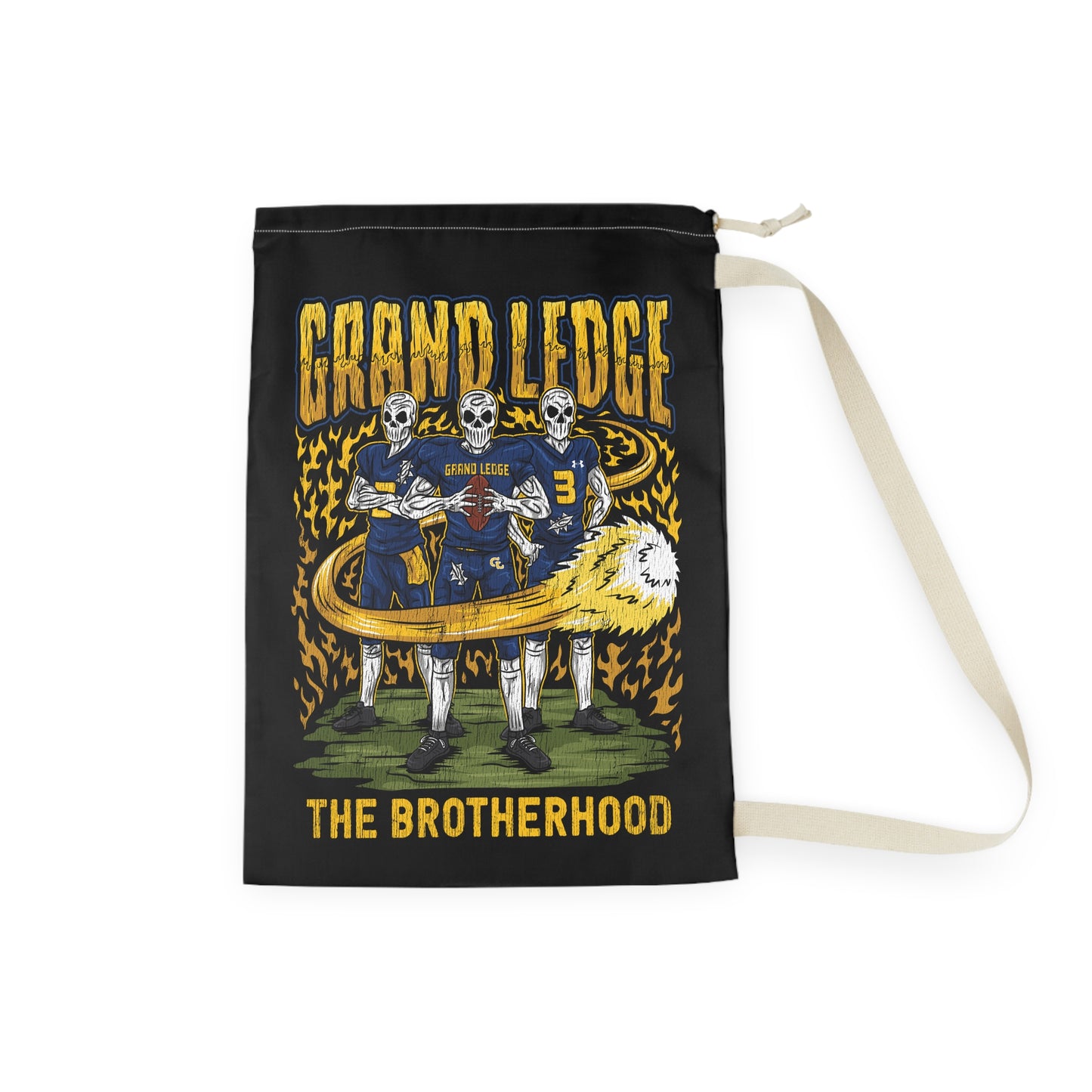 GRAND LEDGE FOOTBALL BROTHERHOOD 2-SIDED DRAWSTRING LAUNDRY/DUFFEL BAG